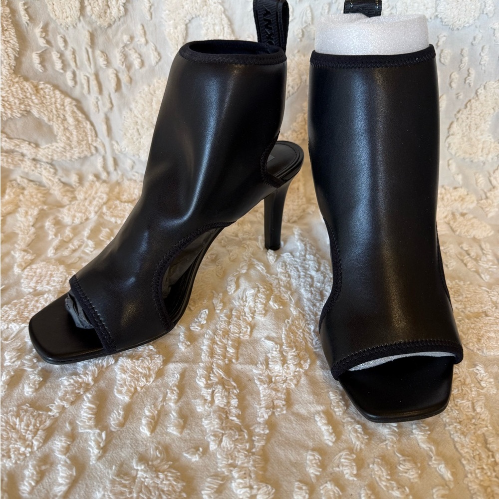 DKNY Black Open-Toe High Heel Booties